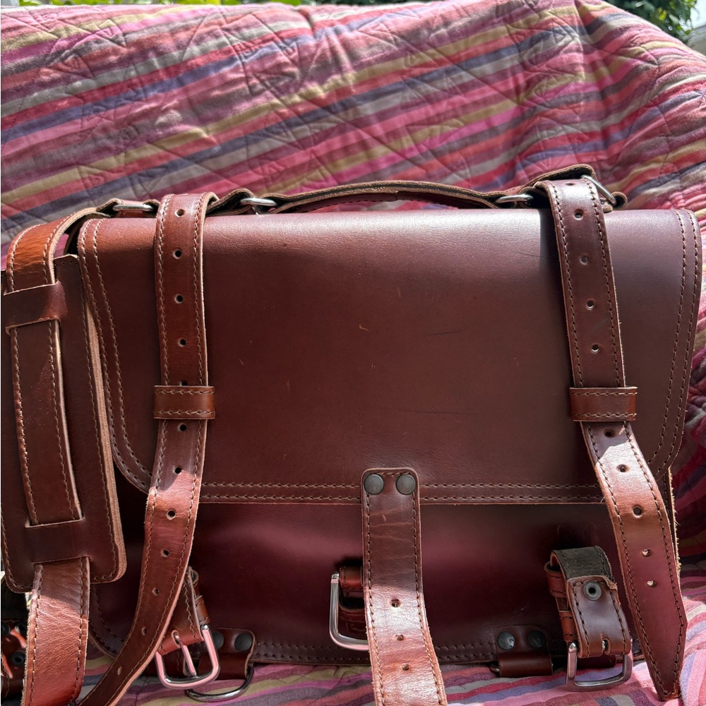 Brown Leather Laptop Bag with Vintage Design